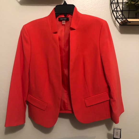 NWT Nine West coral collarless blazer jacket